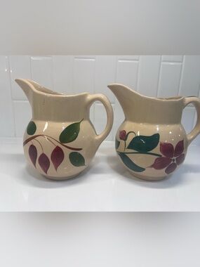 Vintage Watt Pottery - Starflower & Red Bud Pitcher Size #15